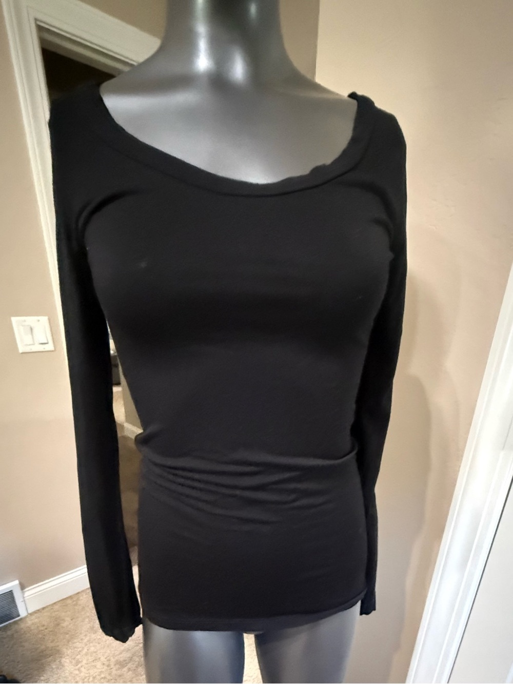 Dry Goods Black Long Sleeve Scoop Neck Top